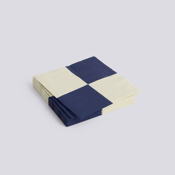 Pattern Napkins-Set of 20 Lunch-Off-white and dark blue L check