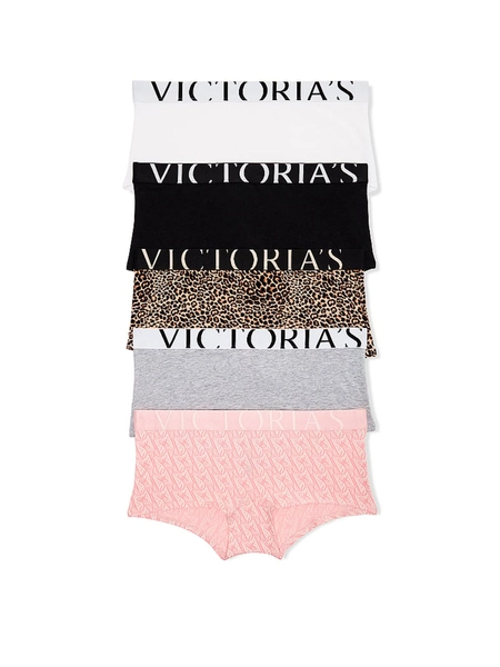 Black/Leopard/Grey/Pink/White Short Exploded Logo Knickers 5 Pack