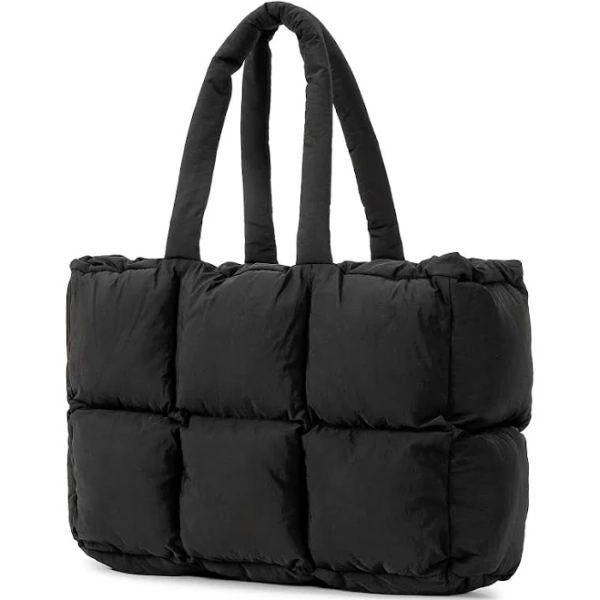 Herald Puffer Tote Bag for Women, Large Quilted Puffy Handbag Lightweight Satchel Purse for Work Travel Gym Shop
