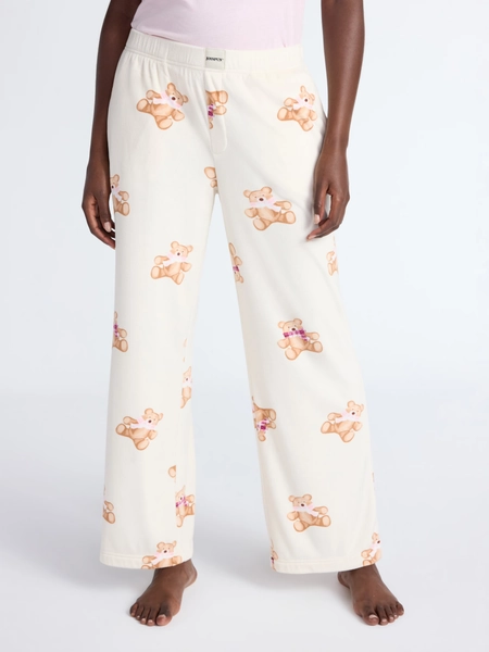 Joyspun Women's Velour Wide-Leg Sleep Pants, Size XS-3X