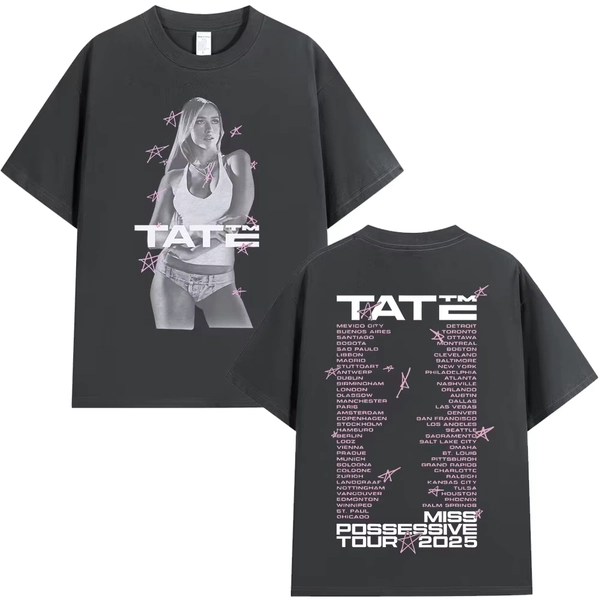 Tate McRae Miss Possessive Tour Merch T-shirt mannen Vrouwen Harajuku O-hals Korte Mouw T-shirts Katoen Casual T-shirt streetwear - AliExpress 
