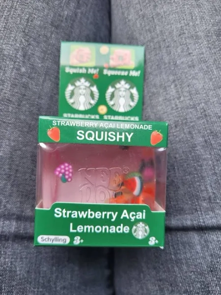 Nice Cube strawberry acai lemonade Starbucks Squishy, INSPIRED (NO RETURNS)