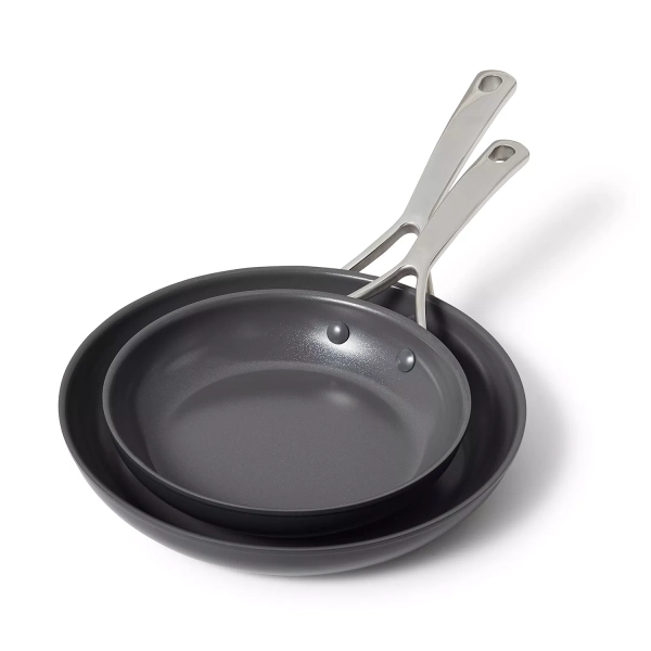 Sur La Table Classic Hard Anodized Ceramic Nonstick Skillet Set of 2, 8'' & 10''