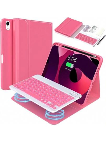 For IPad 10th Generation Case With Keyboard,Adjustable 7 Color Backlit, Detachable With Pencil Holder,Bluetooth Keyboard For 10.9 Inch 2022(Included Capacitor Pen Cleaning Cloth)