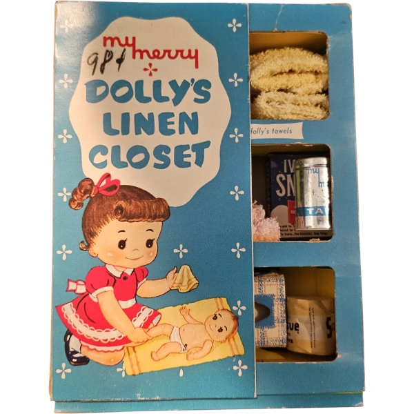 Vintage 1957 My Merry "Dolly's Linen Closet" Toy All Original