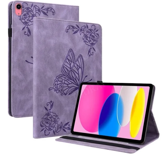 iPad 10.9" (2022) / iPad 10th Gen Butterfly Flower Imprinted Flip Protection Cover