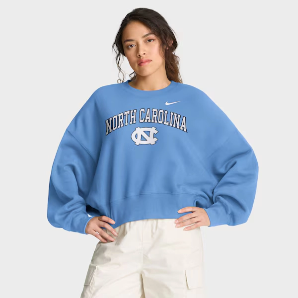 North Carolina Tar Heels Nike Women's Oversized Phoenix Arch Pullover Sweatshirt - Carolina Blue