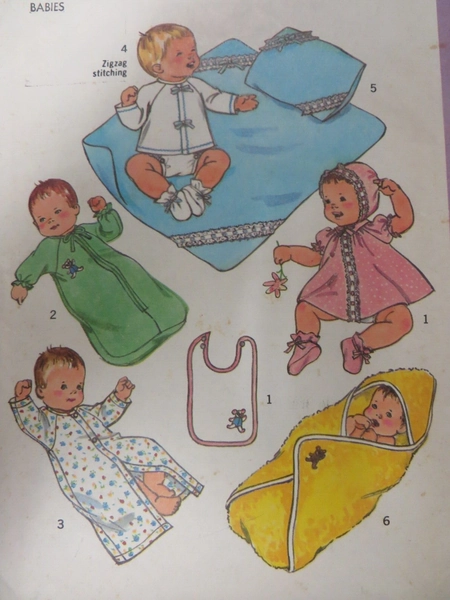 Vintage 70's Simplicity 6907 INFANT BABY LAYETTE Sewing Pattern Newborn 7-13 lbs