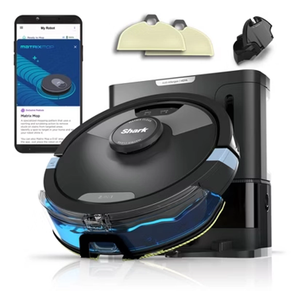 Shark Matrix Plus 2-in-1 Robot Vacuum & Mop, Sonic Mopping, Matrix Clean HEPA Bagless Self Empty Black RV2610WA: AI Ultra, Pet Hair, Multi-Surface