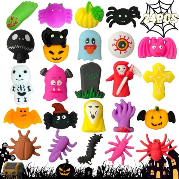 Uusycun 24pcs Halloween Mochi Squishy Toys Halloween Mini Squishies