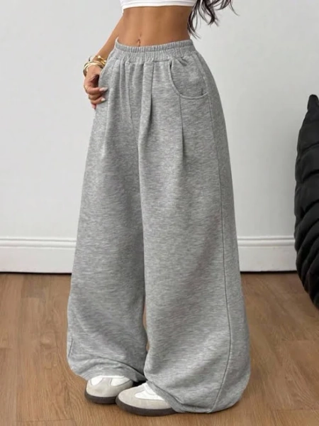 SHEIN Girls Mid-Waist Loose Fit Wide Leg Cargo Joggers