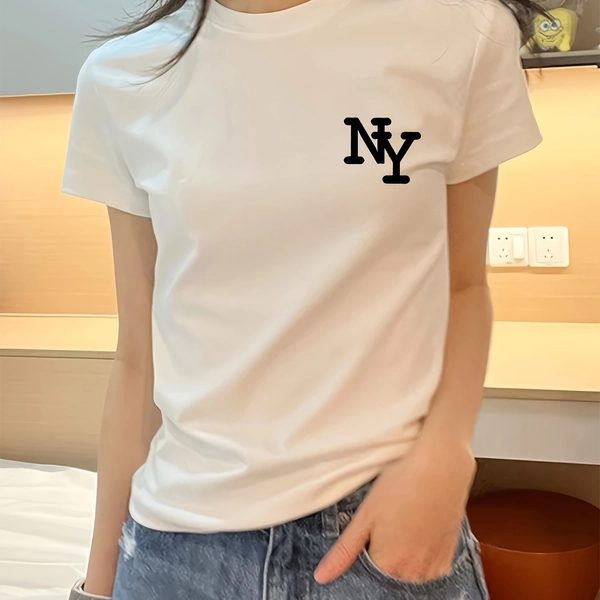 Short-Sleeved T-Shirt Short-Sleeved T-Shirt Short Top Women'S Cartoon Print Short-Sleeved T-Shirt Women'S Top High Elasticity #T274