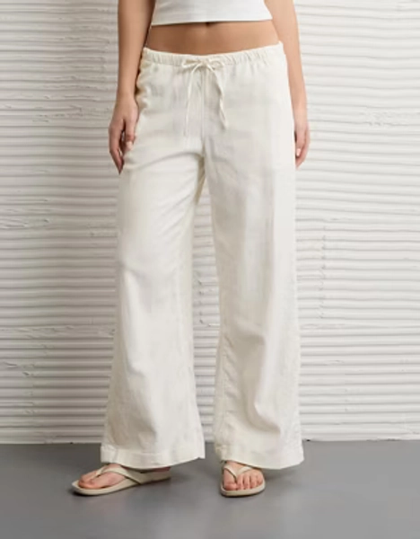 AE Stretch Low-Rise Linen-Blend Pull-On Pant