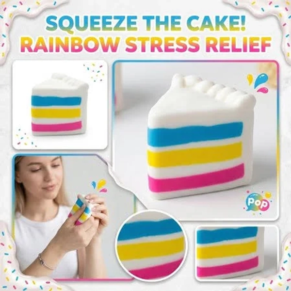 Lejhvaqk 2026 New Rainbow Cake Squishy Toys, 3 Inch Layered Sandwich Dessert, Anxiety Relief Fidget, Jumbo Slice Stress Ball, Soft Squeeze
