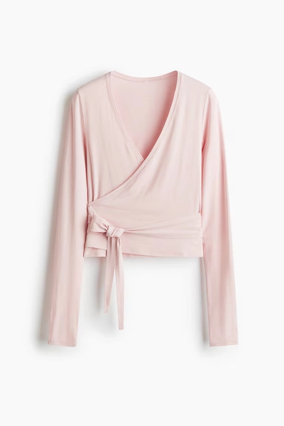 Sports Wrap Top in Modal - Soft pink