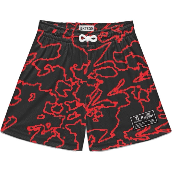 Bucketsquad 100 Thieves Red Black Geo Youth Shorts Kids