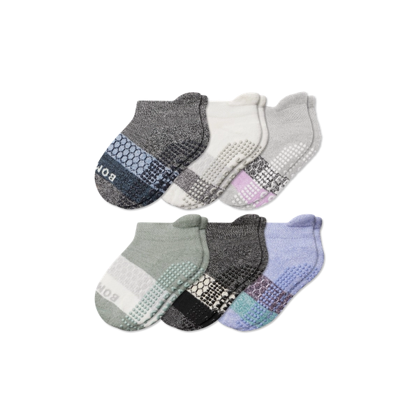 Toddler Tri-Block Gripper Ankle Sock 6-Pack