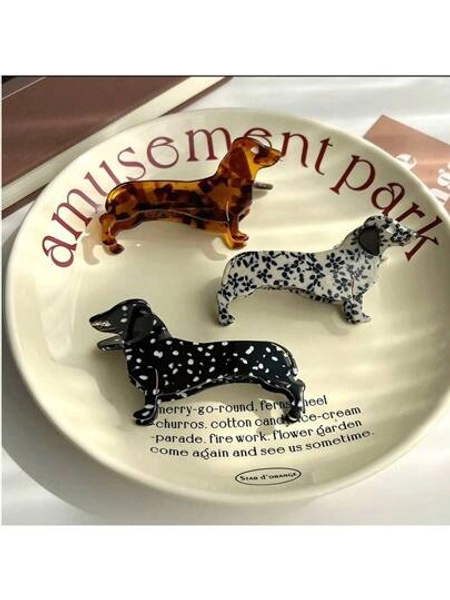 Vintage Japanese Style Slouchy Dog Claw Precision Hairclip, Cartoon Animal Clip, Dachshund Design Acetate Hair Claw Clip, Versatile Clip Headpiece For Bun Updo, Elegant Oval Acetate Hair Claw With Dachshund Pattern, Suitable For Women And Teenagers Over 14, Ideal Birthday Gift Hair Clips Hair Jaw Clip Hair Clamps Hair Clutch Hair Catcher Clip Fall Winter Hair Accessories For Women For Vacation Outfits Woman Flower Hair Clip