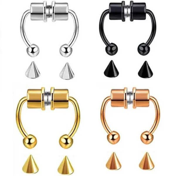 New Style Nose Ring False Septum Rings Magnetic Stainless Steel Magnet Nose Goth Fake Piercing For