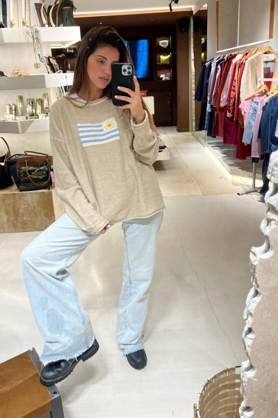 Sweater Flag Uruguay - Beige — Sierra Mora