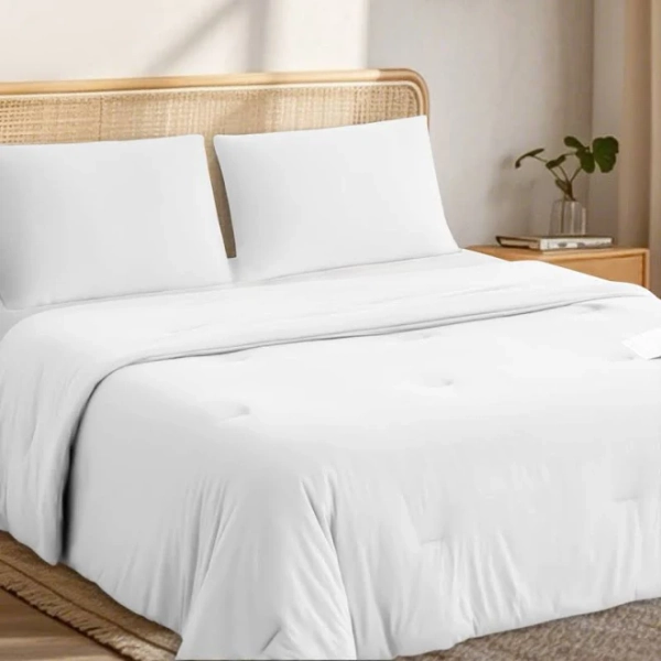 3-Pieces Soft Jersey Knit All-Season Comforter Set - Basics by Wayfair Basics by Wayfair Color/Pattern: White Size: Full Comforter + 2 Standard Shams