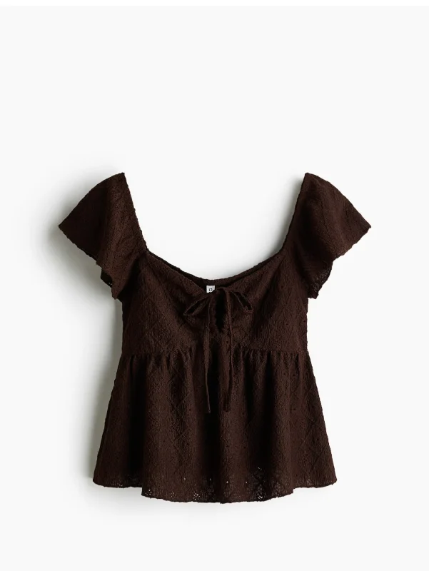 Pointelle jersey blouse - White