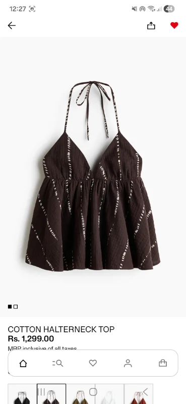 Cotton halterneck top - Dark grey