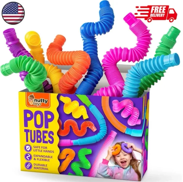 Nutty Toys 8 Pk Pop Tubes Sensory Toys