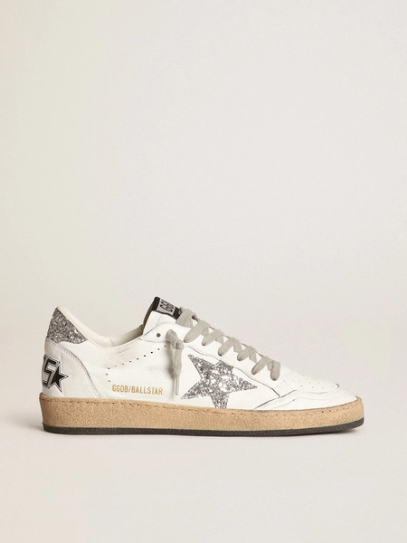 Ball Star Donna in nappa con stella bianca e talloncino glitter 