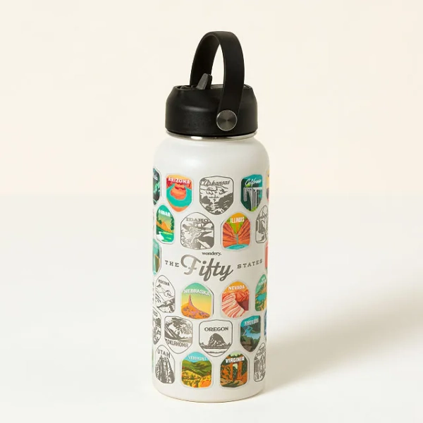 50 States Bucket List Water Bottle