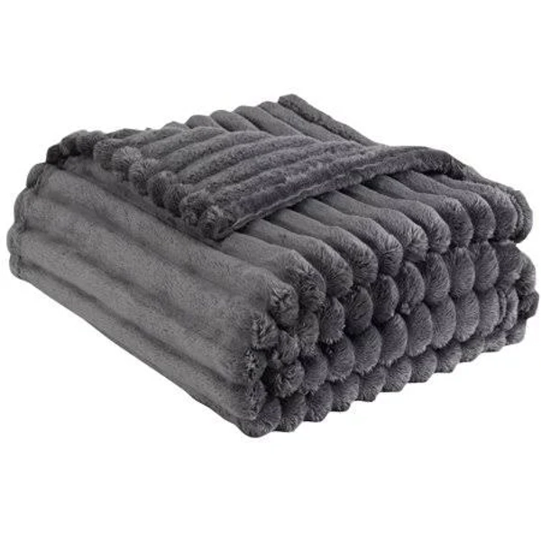 Soft Fleece Blankets, 3D Ribbed Blanket Lightweight Warm Cozy Soft Fuzzy Blankets for Bed(Dark Gray,28x40 Inch), Size: 3D Ribbed Jacquard Plush Bed