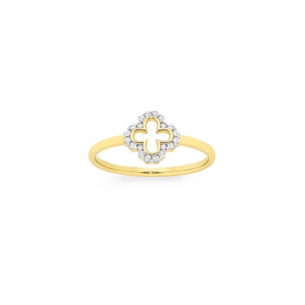 9ct Gold Diamond Clover Ring