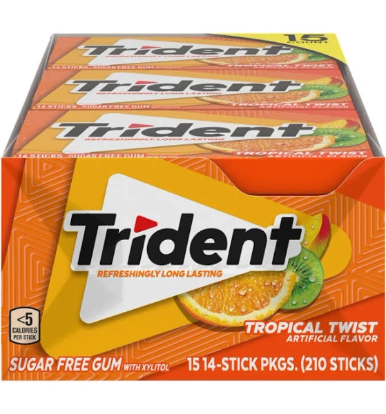 Trident Gum Sugar Free Tropical Twist