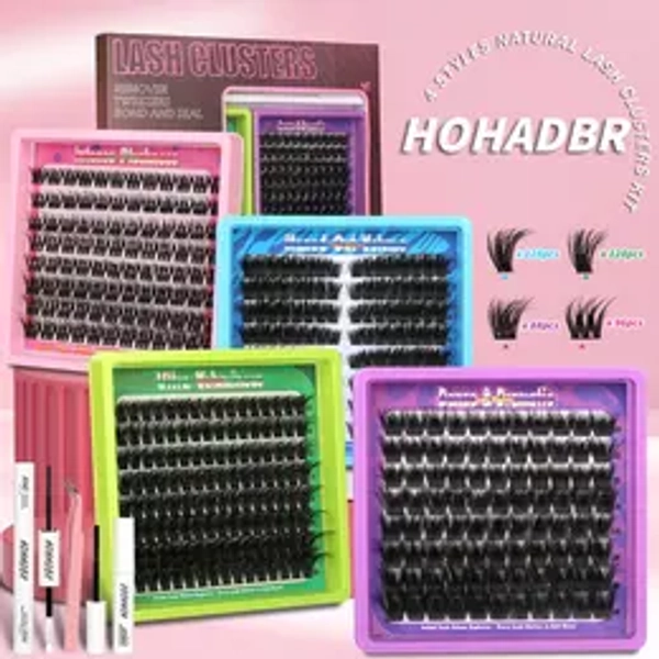 4 Styles  Mega/ultra/ Dramatic/Volume/ Lash Clusters Kit, WaterProof Lashes Eyelash Clusters Extensions with Everything You Need for Beginners and Proficient, DIY at Home Easily，Extension Soft comfortable Easy Apply Natural Look for Makeup Daily Life