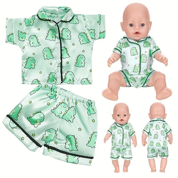 Green pajama doll clothes are suitable for 43cm/17inch dolls, not including dolls. The best children's holiday gift