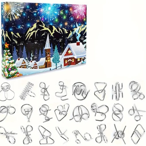 Christmas Advent Calendar 2025 Brain Teaser Luban Lock Burr Puzzle