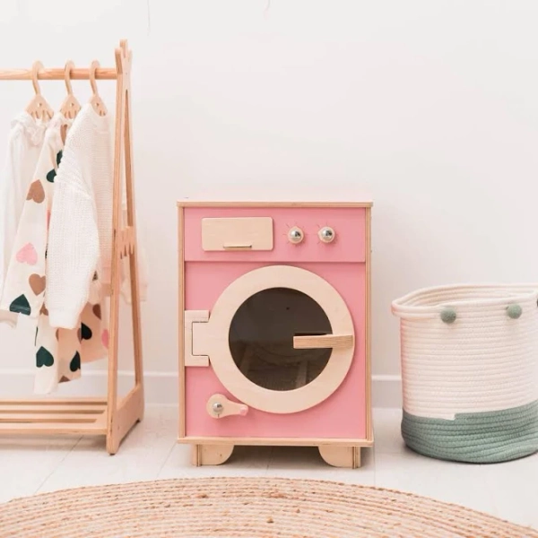 Pink Kids Wooden Washing Machine