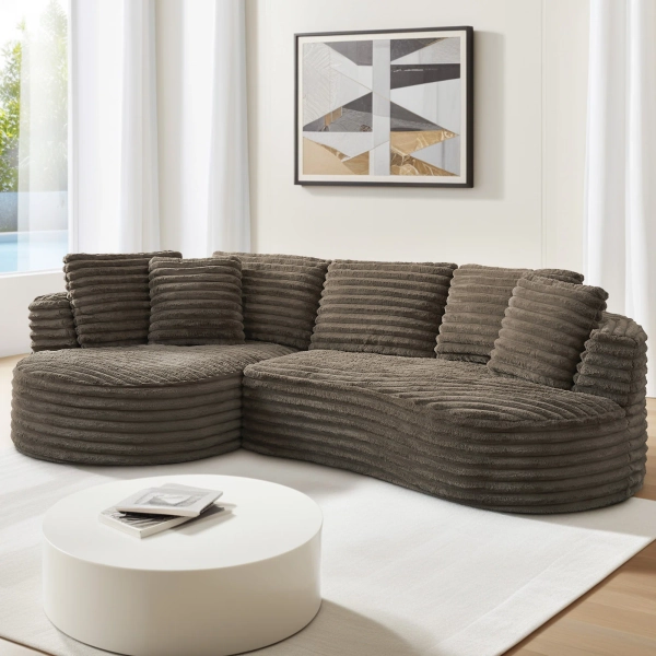 Ivy Bronx Hartwig 121" Modern Curved Modular Sectional Sofa with Deep Seats and Chaise Lounge, No Assembly Required | Wayfair