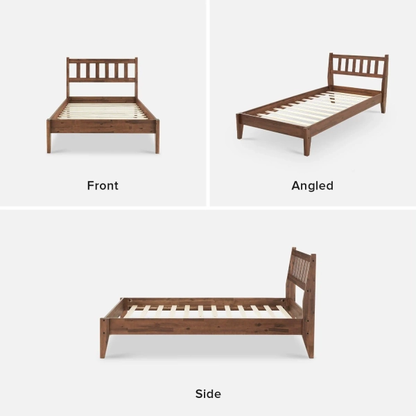 Mopio Ted Acacia Solid Wood Bed Frame with Headboard