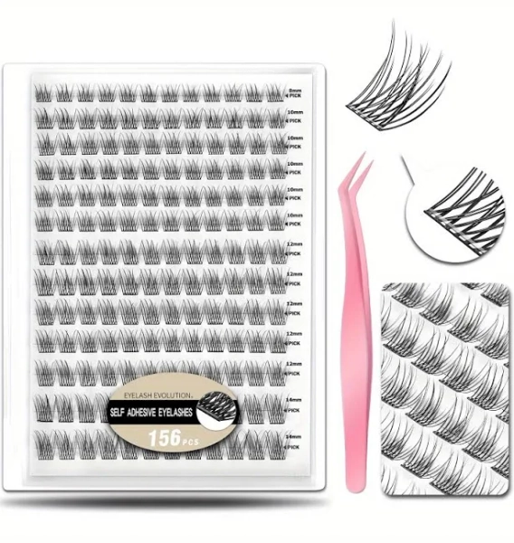 156pcs Self Adhesive Eyelashes Clusters Kit Lash Clusters DIY Eyelashes Pre, Natural lash clusters, Lashes eyelashes, Eyelash clusters kit natural,
