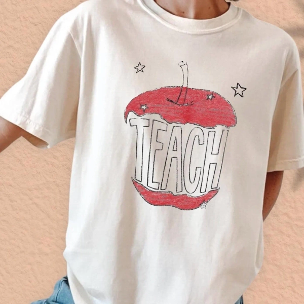 Teacher APPLE Shirt | TEACH Shirt | Handdrawn Graphic Tee