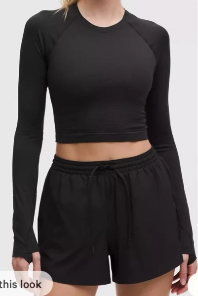 Swiftly Tech Cropped Long-Sleeve Shirt 2.0- black- 0