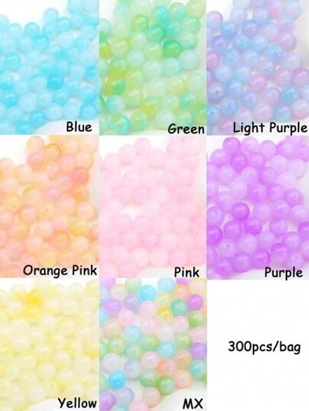 beadia 300pcs 8mm Acrylic Round Spacer Beads, Random Color, Suitable For DIY Jewelry Making Accessories Like Phone Straps, Necklaces