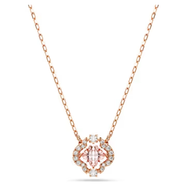 Una necklace, Clover, Pink, 18K rose gold finish