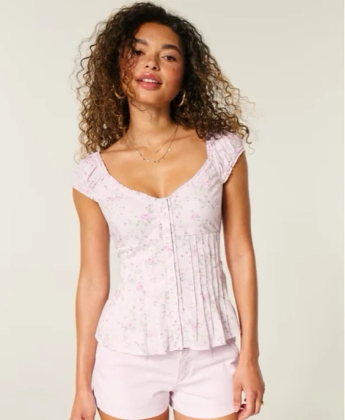 V-Neck Pintuck Top
