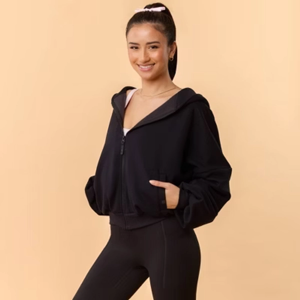 Blogilates Women's Marshmallow Full Zip Hooded Sweatshirt - Jet Black L