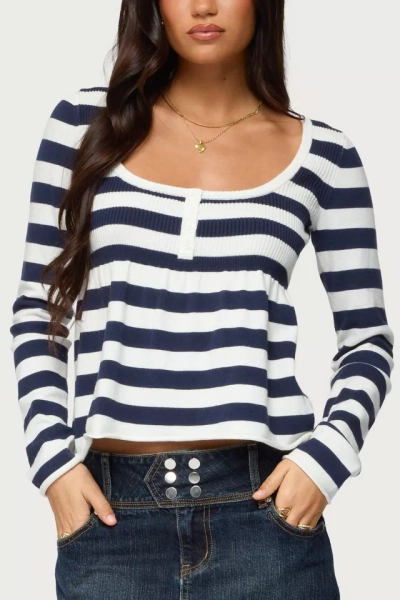 Edikted Lockie Striped Knit Babydoll Top