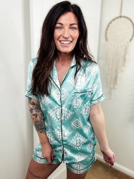 The Cinchy Cowgirl Aztec Silky Shorts Pajamas