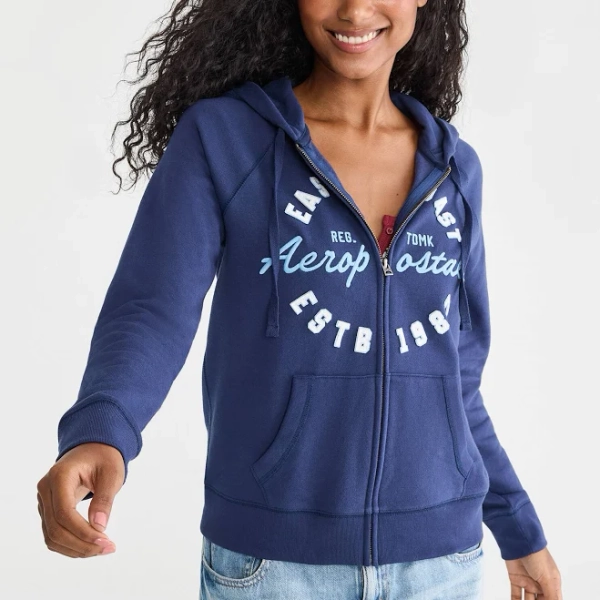 Aeropostale Women's Aero Logo Full Zip Hoodie
