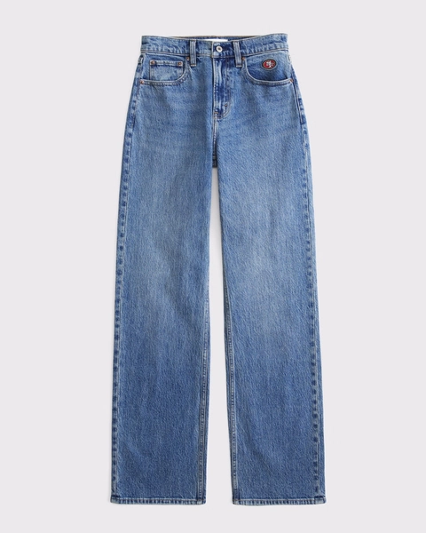 High Rise 90s Relaxed San Francisco 49ers Embroidered Jean